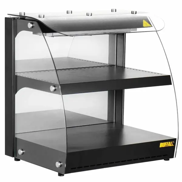 Warmhoudvitrine | Zwart | 30°C/90°C | Statisch | 2 Niveaus | Zelfbediening | 0.56kW (230V) | 625x457x650(h)mm