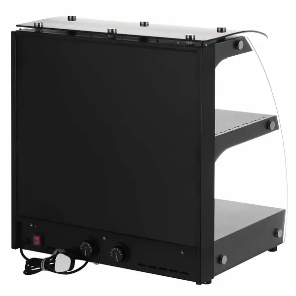 Warmhoudvitrine | Zwart | 30°C/90°C | Statisch | 2 Niveaus | Zelfbediening | 0.56kW (230V) | 625x457x650(h)mm