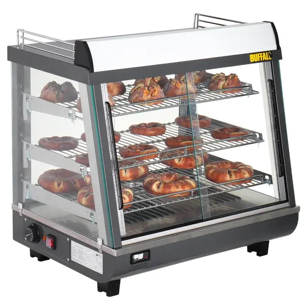 Warmhoudvitrine | Grijs/RVS | 30°C/90°C | Statisch | 3 Niveaus | Zelfbediening | 1kW (230V) | 675x484x663(h)mm