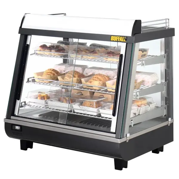 Warmhoudvitrine | Grijs/RVS | 30°C/90°C | Statisch | 3 Niveaus | Zelfbediening | 1kW (230V) | 675x484x663(h)mm