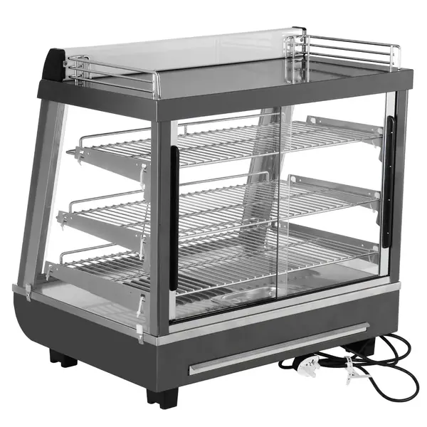 Warmhoudvitrine | Grijs/RVS | 30°C/90°C | Statisch | 3 Niveaus | Zelfbediening | 1kW (230V) | 675x484x663(h)mm