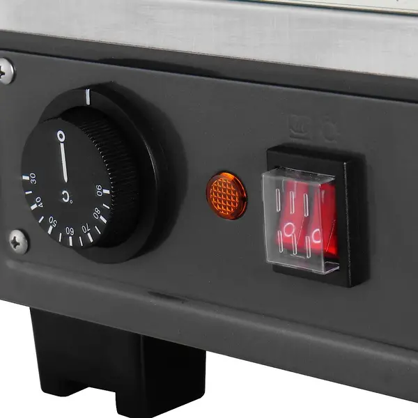 Warmhoudvitrine | Grijs/RVS | 30°C/90°C | Statisch | 3 Niveaus | Zelfbediening | 1.1kW (230V) | 915x484x663(h)mm