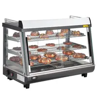 Buffalo Warmhoudvitrine | Grijs/RVS | 30°C/90°C | Statisch | 3 Niveaus | Zelfbediening | 1.1kW (230V) | 915x484x663(h)mm 