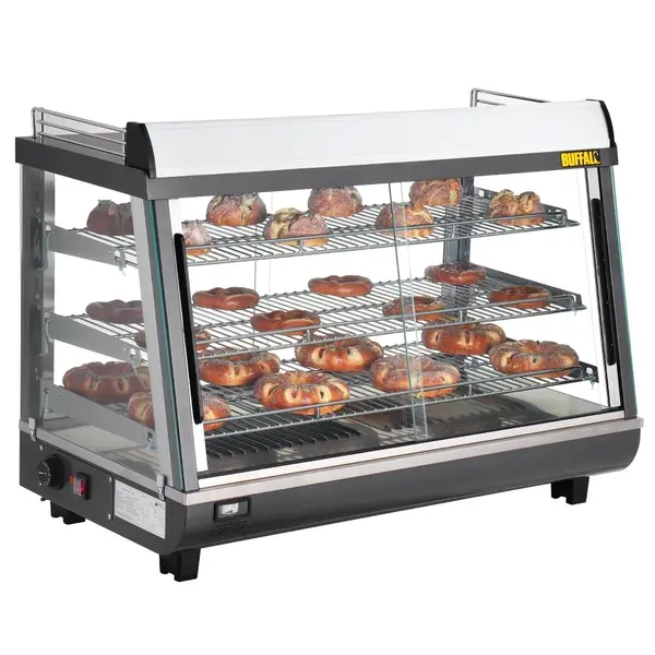 Warmhoudvitrine | Grijs/RVS | 30°C/90°C | Statisch | 3 Niveaus | Zelfbediening | 1.1kW (230V) | 915x484x663(h)mm