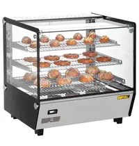 Buffalo Warmhoudvitrine | Zwart/RVS | 30°C/90°C | Statisch | 3 Niveaus | 1.1kW (230V) | 678x568x686(h)mm