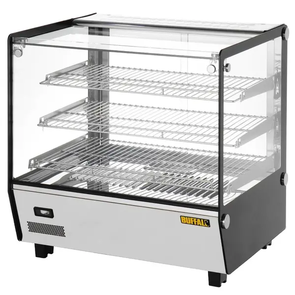 Warmhoudvitrine | Zwart/RVS | 30°C/90°C | Statisch | 3 Niveaus | 1.1kW (230V) | 678x568x686(h)mm