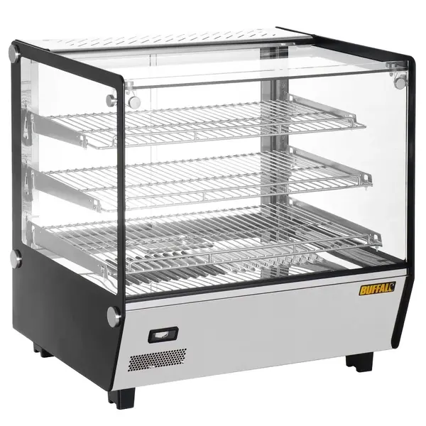 Warmhoudvitrine | Zwart/RVS | 30°C/90°C | Statisch | 3 Niveaus | 1.1kW (230V) | 678x568x686(h)mm