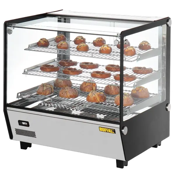 Warmhoudvitrine | Zwart/RVS | 30°C/90°C | Statisch | 3 Niveaus | 1.1kW (230V) | 678x568x686(h)mm