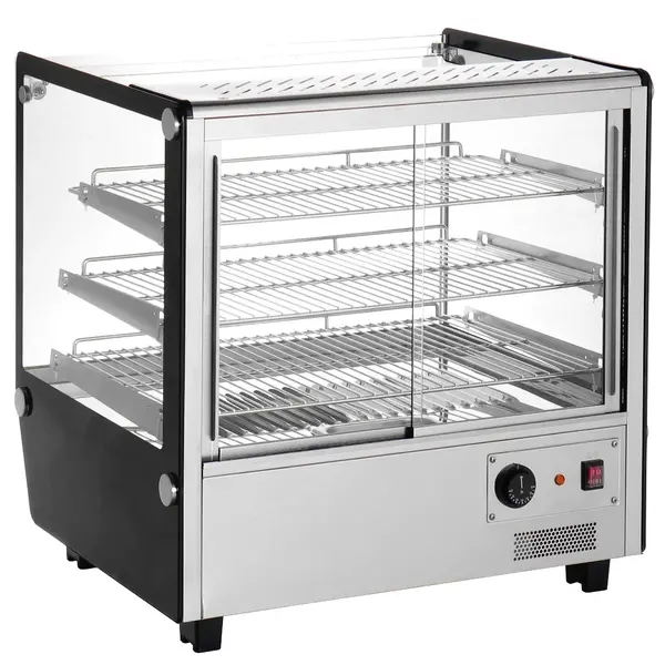 Warmhoudvitrine | Zwart/RVS | 30°C/90°C | Statisch | 3 Niveaus | 1.1kW (230V) | 678x568x686(h)mm