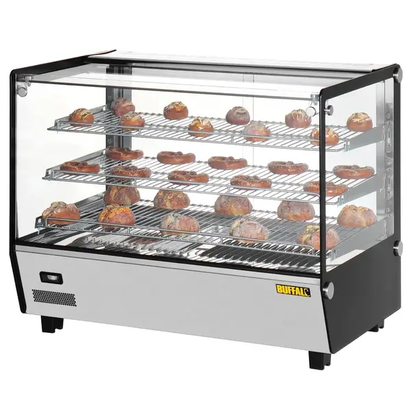 Warmhoudvitrine | Zwart/RVS | 30°C/90°C | Statisch | 3 Niveaus | 1.5kW (230V) | 856x568x686(h)mm