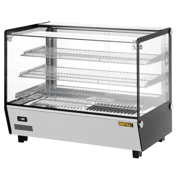 Warmhoudvitrine | Zwart/RVS | 30°C/90°C | Statisch | 3 Niveaus | 1.5kW (230V) | 856x568x686(h)mm