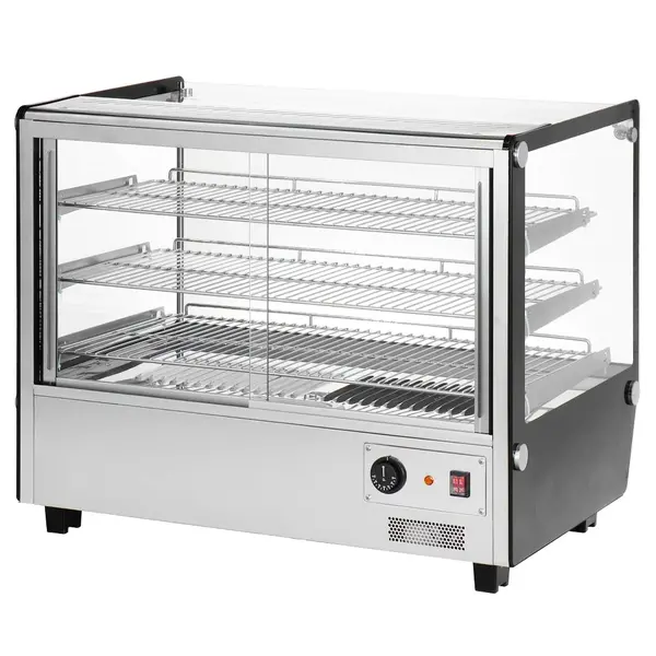 Warmhoudvitrine | Zwart/RVS | 30°C/90°C | Statisch | 3 Niveaus | 1.5kW (230V) | 856x568x686(h)mm