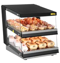 Buffalo Burger Warmhoudvitrine | Zwart | 30°C/90°C | Statisch | 2 Niveaus | Zelfbediening | 0.98kW (230V) | 600x707x687(h)mm