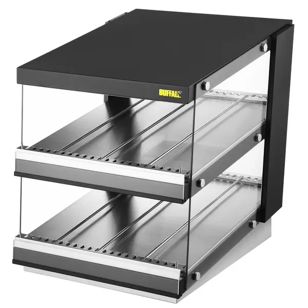Burger Warmhoudvitrine | Zwart | 30°C/90°C | Statisch | 2 Niveaus | Zelfbediening | 0.98kW (230V) | 600x707x687(h)mm