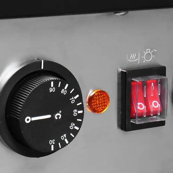 Burger Warmhoudvitrine | Zwart | 30°C/90°C | Statisch | 3 Niveaus | Zelfbediening | 1.47kW (230V) | 600x739x947(h)mm