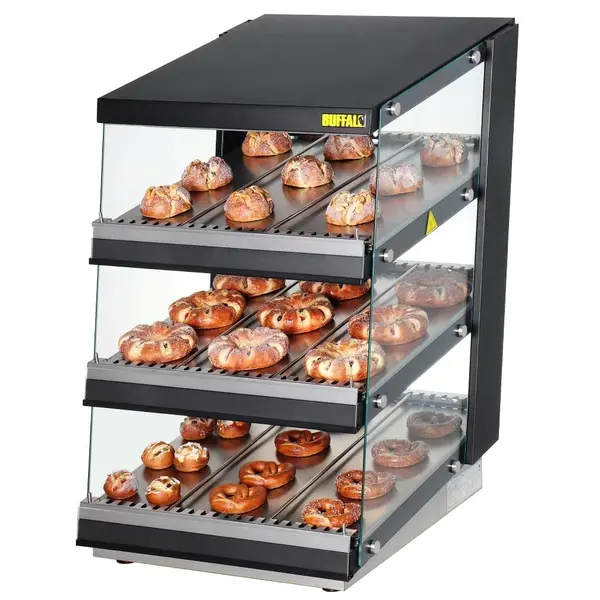 Burger Warmhoudvitrine | Zwart | 30°C/90°C | Statisch | 3 Niveaus | Zelfbediening | 1.47kW (230V) | 600x739x947(h)mm