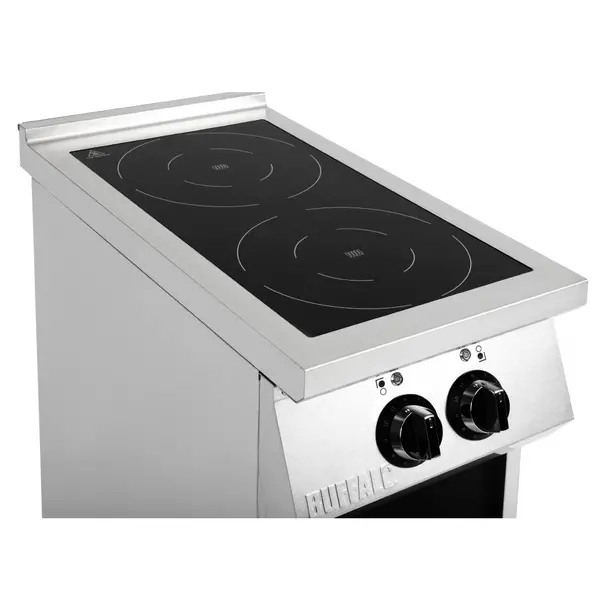 Inductiefornuis | 2 Kookpunten | 7kW (400V) | Open Onderkast | Wielen (Geremd) | 400x750x920(h)mm