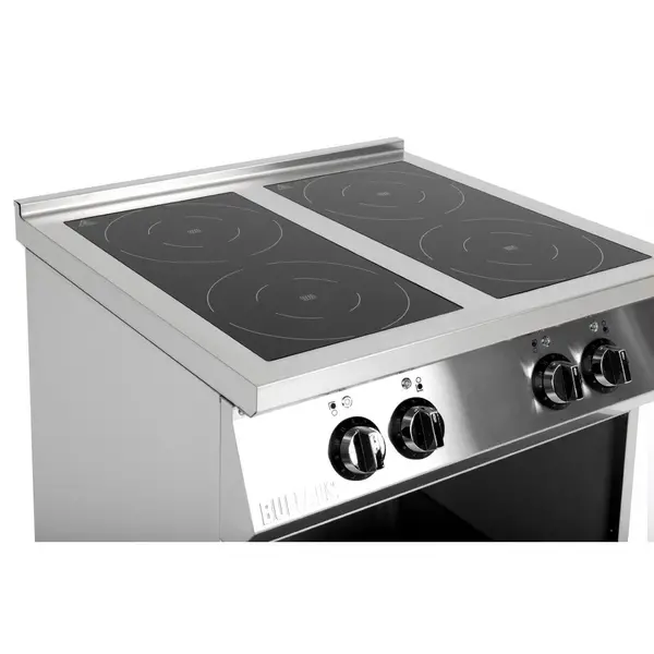 Inductiefornuis | 4 Kookpunten | 14kW (400V) | Open Onderkast | Wielen (Geremd) | 800x750x920(h)mm