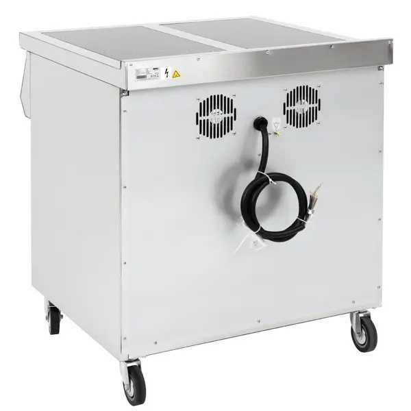 Inductiefornuis | 4 Kookpunten | 14kW (400V) | Open Onderkast | Wielen (Geremd) | 800x750x920(h)mm