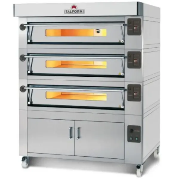 Modulaire Pizzaoven | EURO CLASSIC | Elektrisch | 8x Ø30cm / Bakkamer | 0°C/450°C | 400V | Incl. Afzuigkap + Rijskast/Onderstel