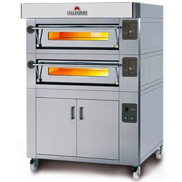 Modulaire Pizzaoven | EURO CLASSIC | Elektrisch | 8x Ø30cm / Bakkamer | 0°C/450°C | 400V | Incl. Afzuigkap + Rijskast/Onderstel