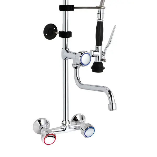 Voorspoeldouche | Handdouche + Middenuitloop | Mengkraan | 2-Gats (Wand) | 1010(h)mm