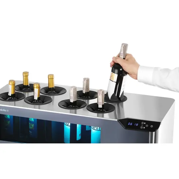 Wijnkoeler | CELLAR | 8x 75cl | RVS/Grijs | 2 Zones | +3°C/+18°C | Touchscreen | 800x350x293(h)mm
