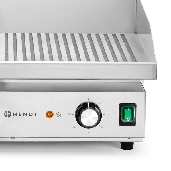 Bak-/Grillplaat | BudgetLine | Elektrisch | Gegroefd Oppervlak 548x350 (Staal) | 50°C/300°C | 3kW (230V) | 550x430x240(h)mm