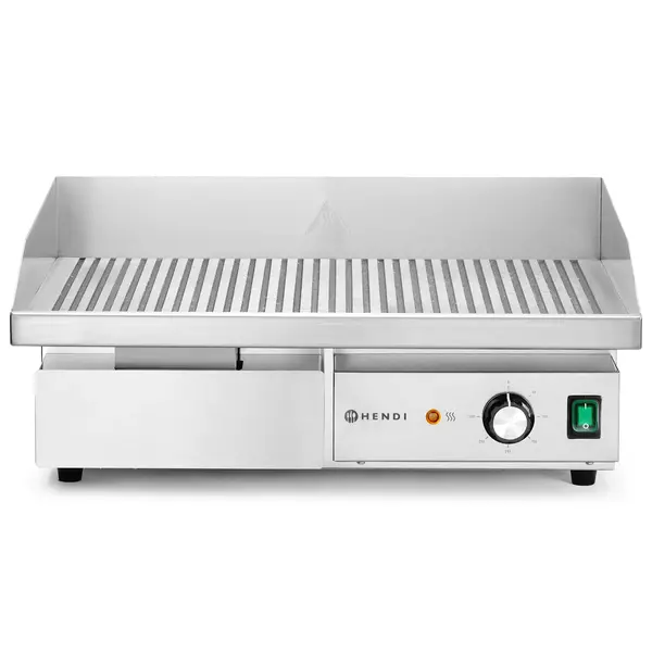 Bak-/Grillplaat | BudgetLine | Elektrisch | Gegroefd Oppervlak 548x350 (Staal) | 50°C/300°C | 3kW (230V) | 550x430x240(h)mm