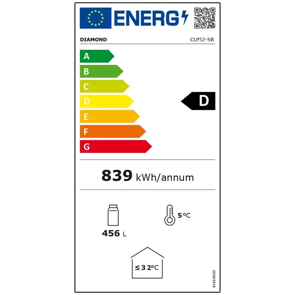 Koelkast | 494L | Zwart | +1°C/+9°C | Statisch + Ventilator | Wielen | 680x652x2130(h)mm