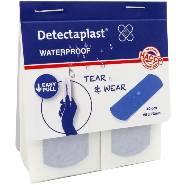 Pleisters | Kunststof | Blauw | Waterdicht | Detecteerbaar | 100 Stuks | 90x90(h)mm