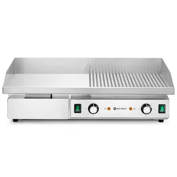 Bak-/Grillplaat | BudgetLine | Elektrisch | Glad/Gegroefd Oppervlak 717x383 (Staal) | 50°C/300°C | 4.4kW (400V) | 720x460x241(h)mm