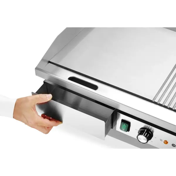 Bak-/Grillplaat | BudgetLine | Elektrisch | Glad/Gegroefd Oppervlak 717x383 (Staal) | 50°C/300°C | 4.4kW (400V) | 720x460x241(h)mm