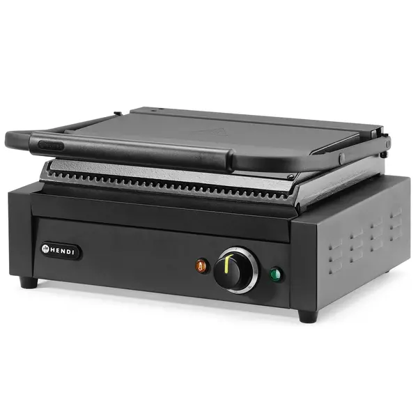 Contact-/Paninigrill | Enkel | Gegroefd Oppervlak 340x230 (Gietijzer) | 30°C/300°C | 2.2kW (230V) | 430x375x216(h)mm