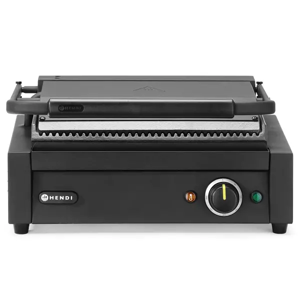 Contact-/Paninigrill | Enkel | Gegroefd Oppervlak 340x230 (Gietijzer) | 30°C/300°C | 2.2kW (230V) | 430x375x216(h)mm