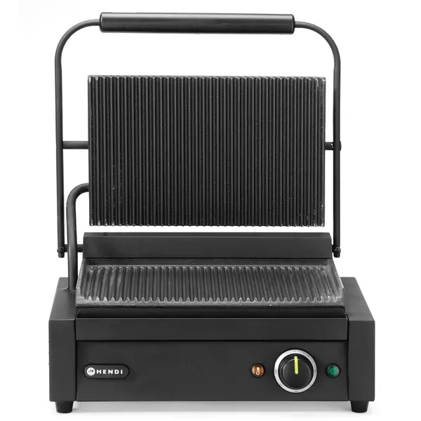 Contact-/Paninigrill | Enkel | Gegroefd Oppervlak 340x230 (Gietijzer) | 30°C/300°C | 2.2kW (230V) | 430x375x216(h)mm