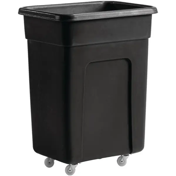 Afvalbak | Kunststof | Zwart | 130L | Open | Wielen | 660x455x795(h)mm