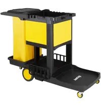 Jantex Schoonmaakwagen | Kunststof | Zwart/Geel | Afsluitbare Kast | 1300x490x990(h)mm 