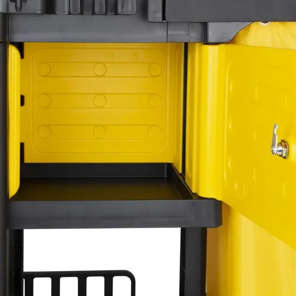 Schoonmaakwagen | Kunststof | Zwart/Geel | Afsluitbare Kast | 1300x490x990(h)mm