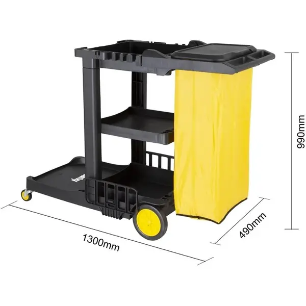 Schoonmaakwagen | Kunststof | Zwart/Geel | 1300x490x990(h)mm