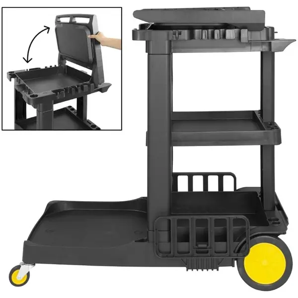 Schoonmaakwagen | Kunststof | Zwart/Geel | 1300x490x990(h)mm