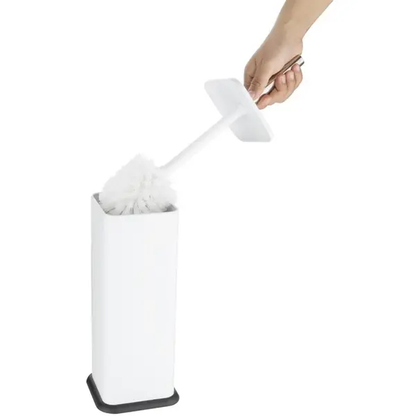 Toiletborstelhouder | Staal | Wit | Incl. Borstel | Vrijstaand | 120x120x290(h)mm