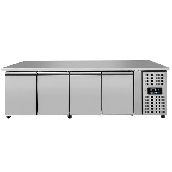 Koelwerkbank | 550L | 4 Deuren (1/1 GN) | +2°C/+8°C | Geforceerd | Wielen (Geremd) | 2230x700x850(h)mm