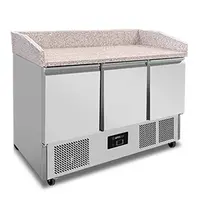 UNNICOOL Pizzawerkbank | 350L | 3 Deuren (1/1 GN) | +2°C/+8°C | Statisch + Ventilator | Wielen (Geremd) | 1400x700x880/1020(h)mm 