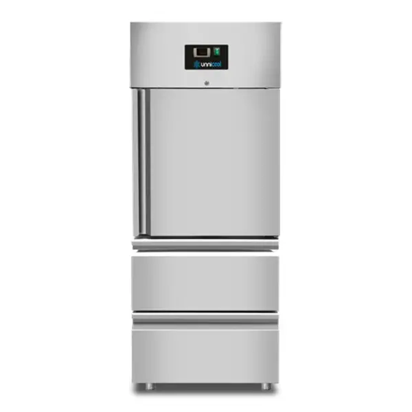 Vrieskast | 650L (2/1 GN) | RVS | -18°C/-22°C | Geforceerd | 1 Deur + 2 Laden | Wielen (Geremd) | 740x830x1990(h)mm