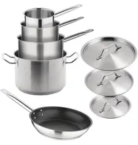 Vogue Pannenset | RVS | 0.9/1.5/3/7L | Div. Warmtebronnen | 5 Stuks | Incl. Deksels 