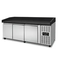 UNNICOOL Pizzawerkbank | 580L | 3 Deuren (EN600x400) | +2°C/+8°C | Geforceerd | Wielen (Geremd) | 2020x800x850/990(h)mm 