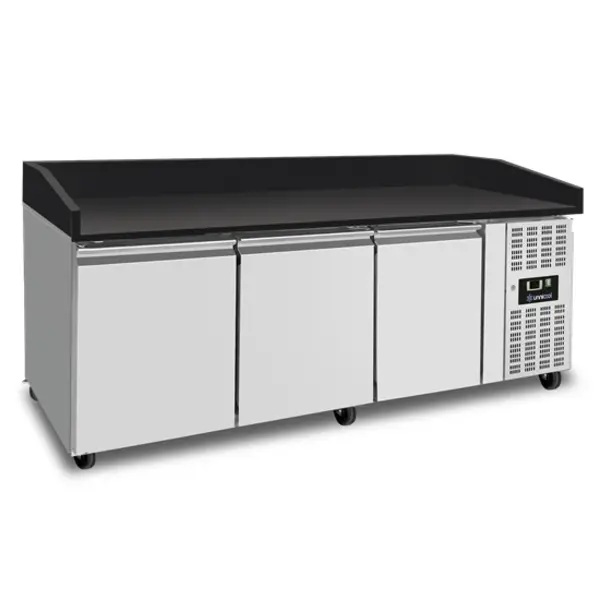 Pizzawerkbank | 580L | 3 Deuren (EN600x400) | +2°C/+8°C | Geforceerd | Wielen (Geremd) | 2020x800x850/990(h)mm