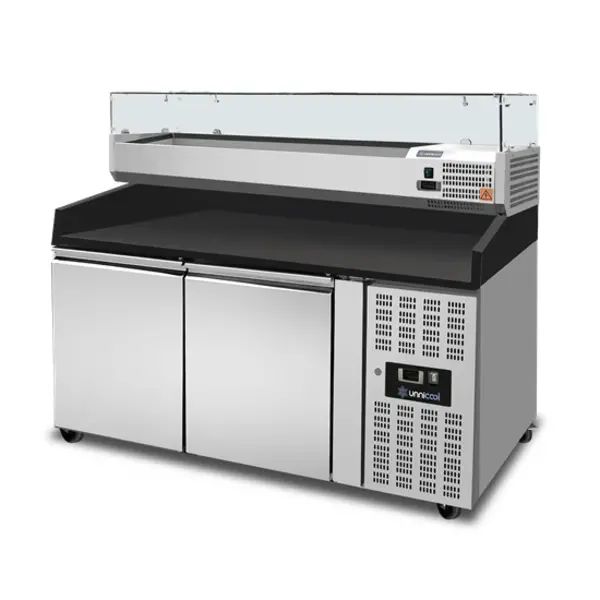 Pizzawerkbank | 390L | 2 Deuren (EN600x400) | +2°C/+8°C | Geforceerd | Wielen (Geremd) | 1510x800x850/990(h)mm