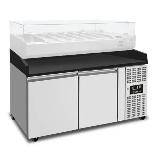 Pizzawerkbank | 390L | 2 Deuren (EN600x400) | +2°C/+8°C | Geforceerd | Wielen (Geremd) | 1510x800x850/990(h)mm